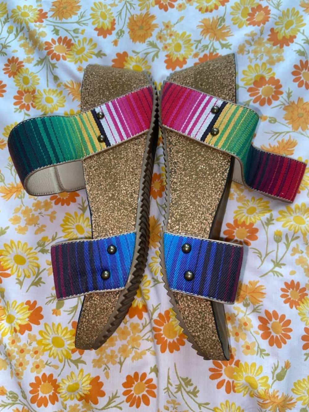 MARLEY REGGAE PLATFORM SANDALS Boutique Striped cork Summer Festival - Picture 4 of 7